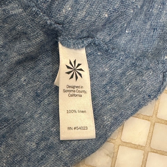 Athleta Zephyr Linen Twist Sleeve Tee Heather Blue Women's Top. - Picture 7 of 9